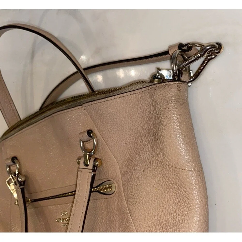 Coach Prairie Satchel Crossbody Nude‎ Pink Cream Leather Tote Shoulder Bag